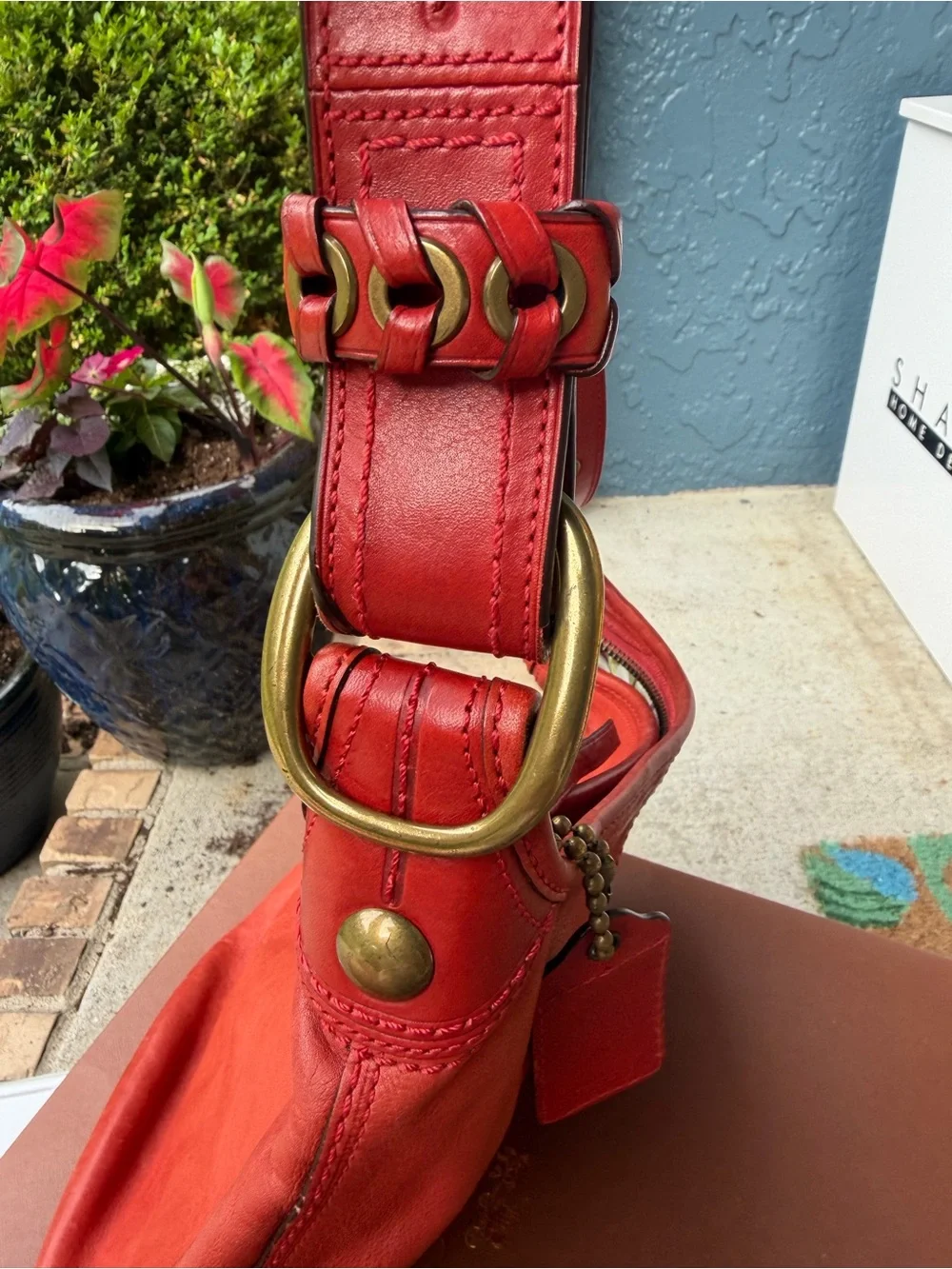 Coach Bleecker Brick Red Leather Bucket Bag